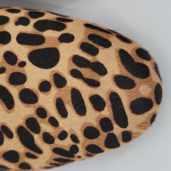 Birdies The Phoebe Loafer Mule Slide Cheetah Print Calf Fur Quilted Lining - Picture 5 of 12